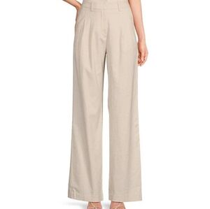 LUCYPARIS Tia Linen Blend Pleated Coordinating Wide Leg Pants